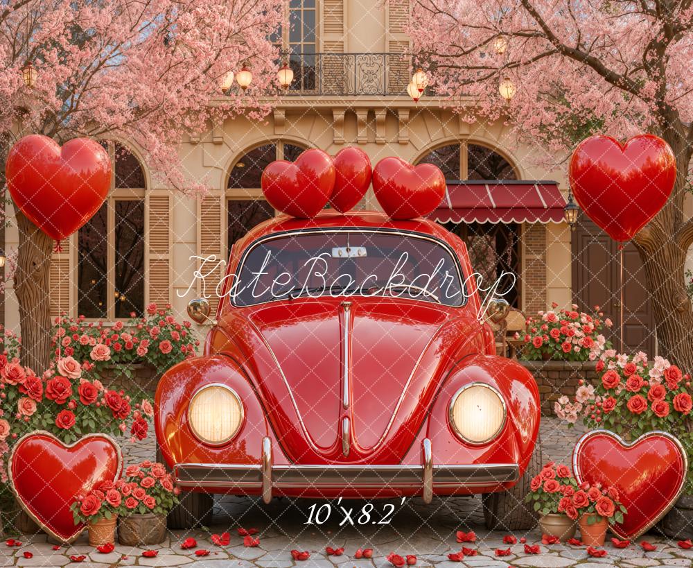 Kate Valentine Red Car Heart Balloons Backdrop Designed by Emstselch - Image 6