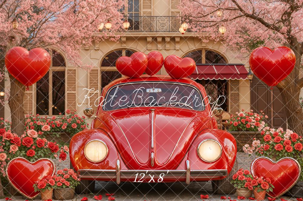 Kate Valentine Red Car Heart Balloons Backdrop Designed by Emstselch - Image 8