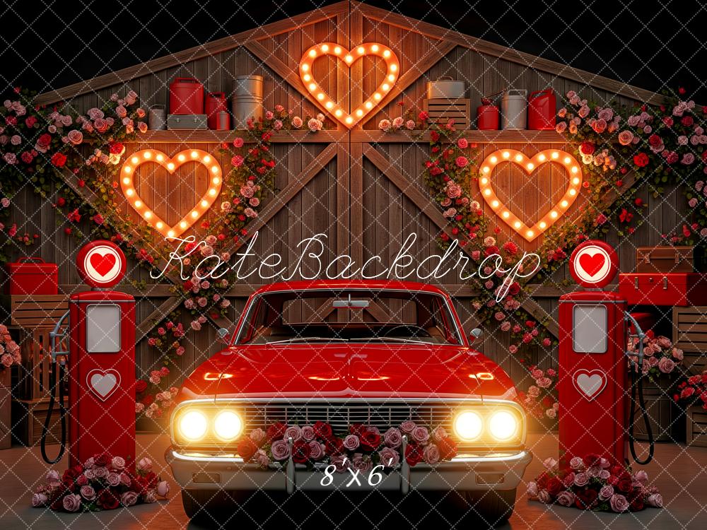 Kate Valentine Red Car Heart Pump Barn Backdrop Designed by Patty Robert - Image 3