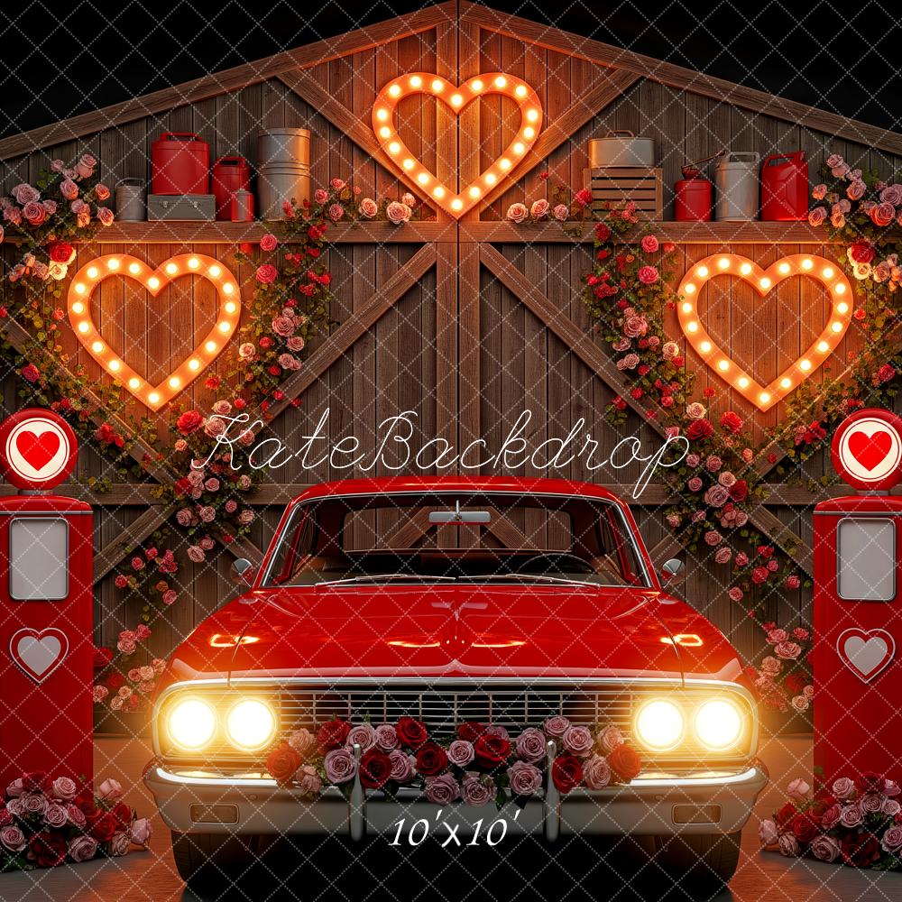 Kate Valentine Red Car Heart Pump Barn Backdrop Designed by Patty Robert - Image 7