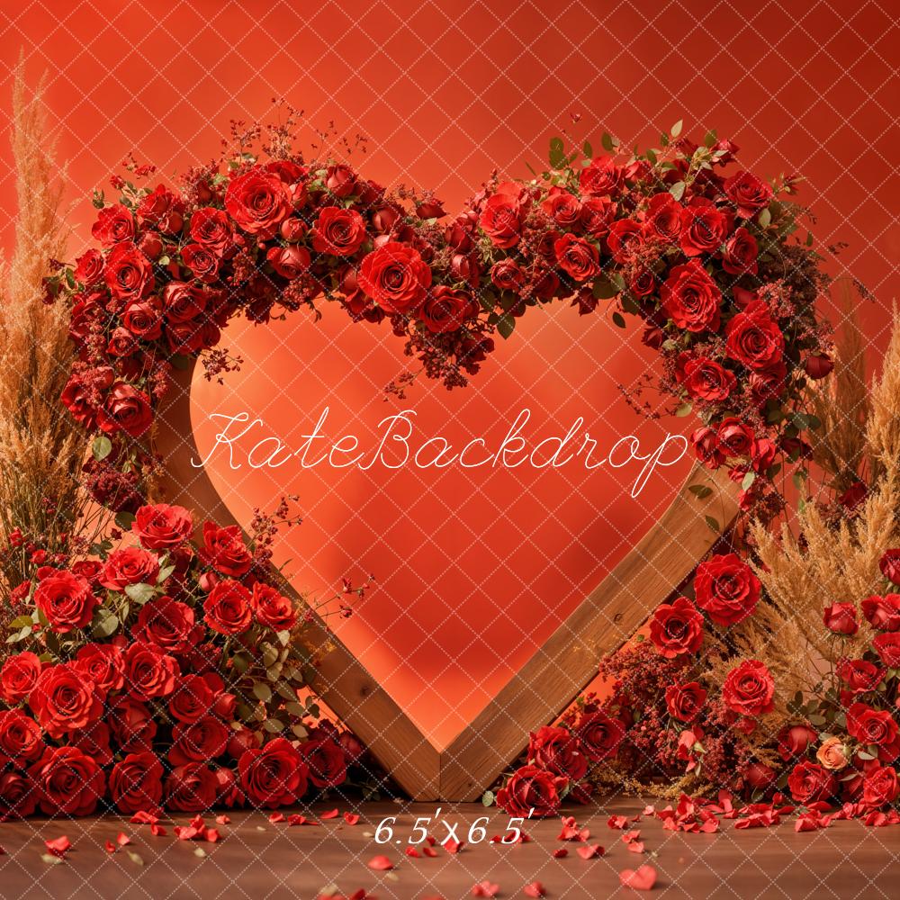 Kate Valentine Red Heart Rose Boho Backdrop Designed by Emetselch - Image 2
