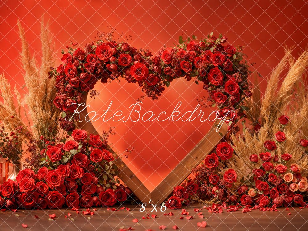 Kate Valentine Red Heart Rose Boho Backdrop Designed by Emetselch - Image 3