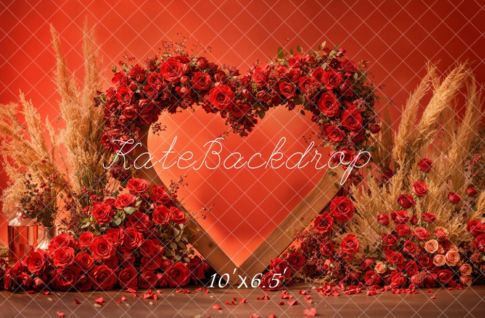 Kate Valentine Red Heart Rose Boho Backdrop Designed by Emetselch - Image 4