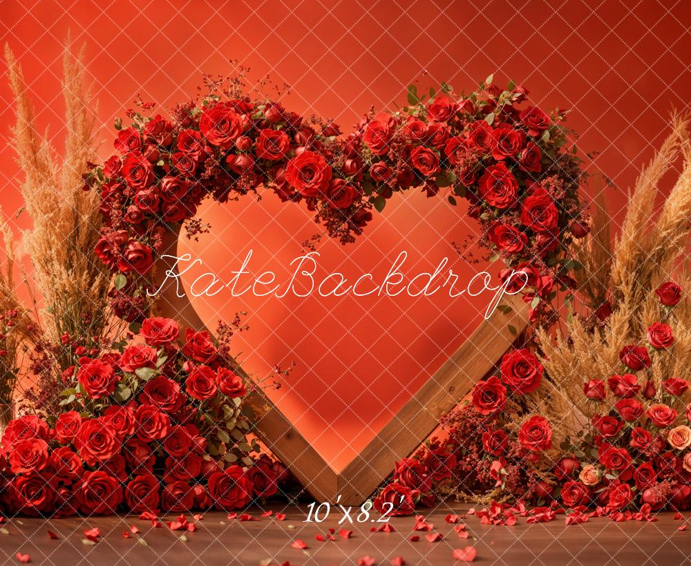 Kate Valentine Red Heart Rose Boho Backdrop Designed by Emetselch - Image 5