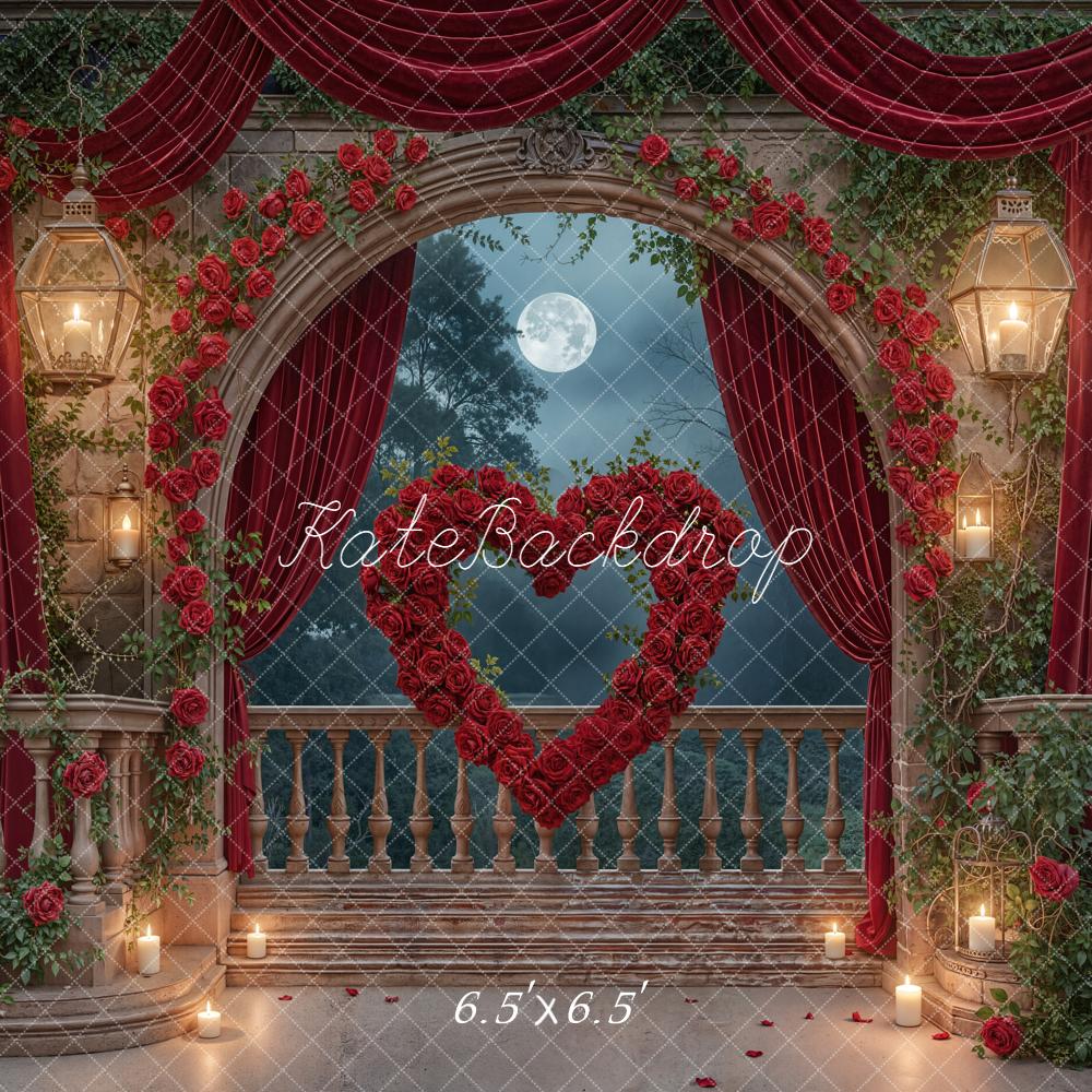 Kate Valentine Romantic Balcony Heart Roses Backdrop Designed by Emstselch - Image 2