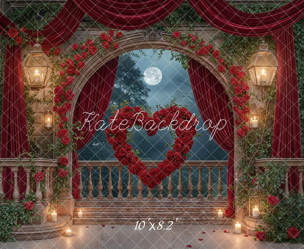 Kate Valentine Romantic Balcony Heart Roses Backdrop Designed by Emstselch - Image 6