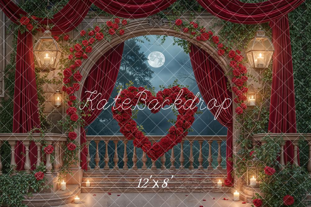 Kate Valentine Romantic Balcony Heart Roses Backdrop Designed by Emstselch - Image 8