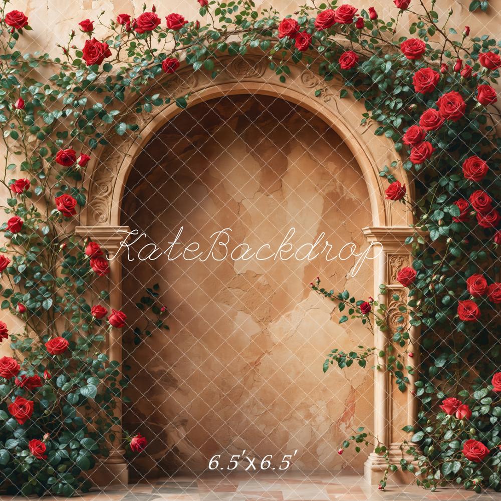 Kate Valentine Rose Arch Flower Brown Backdrop Designed by Emetselch - Image 2