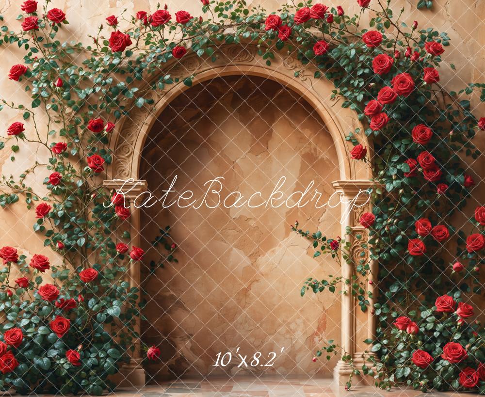 Kate Valentine Rose Arch Flower Brown Backdrop Designed by Emetselch - Image 5