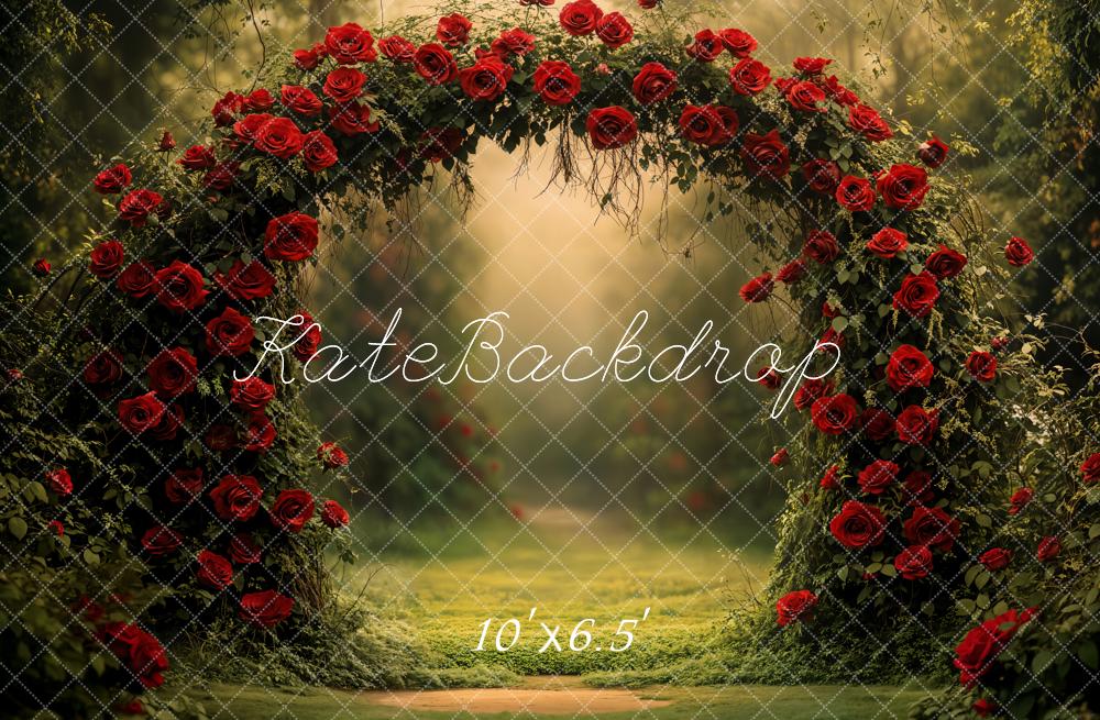 Kate Valentine Rose Arch Garden Fleece Backdrop Designed by Emetselch