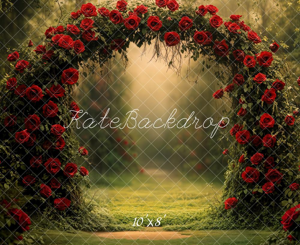Kate Valentine Rose Arch Garden Fleece Backdrop Designed by Emetselch - Image 3