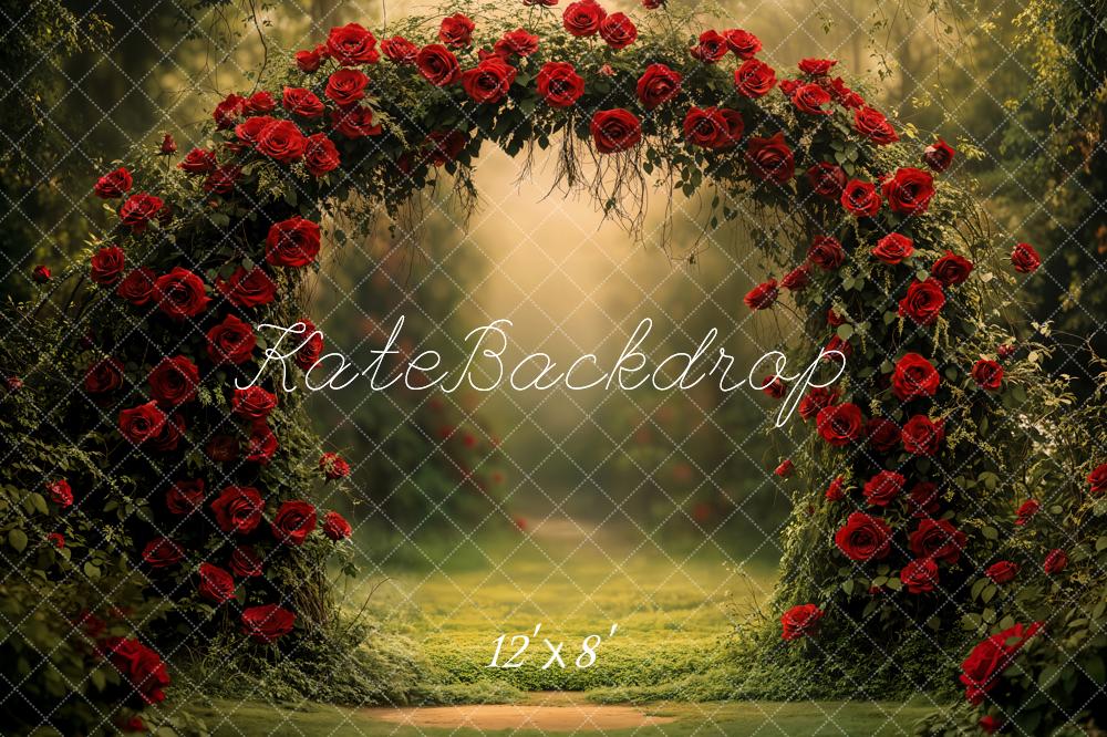 Kate Valentine Rose Arch Garden Fleece Backdrop Designed by Emetselch - Image 4