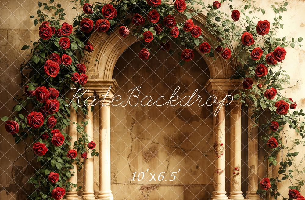 Kate Valentine Rose Arch Retro Wall Fleece Backdrop Designed by Emetselch - Image 2