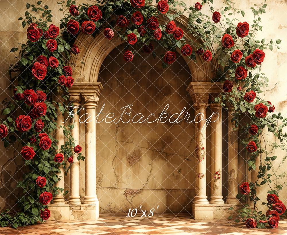 Kate Valentine Rose Arch Retro Wall Fleece Backdrop Designed by Emetselch - Image 3
