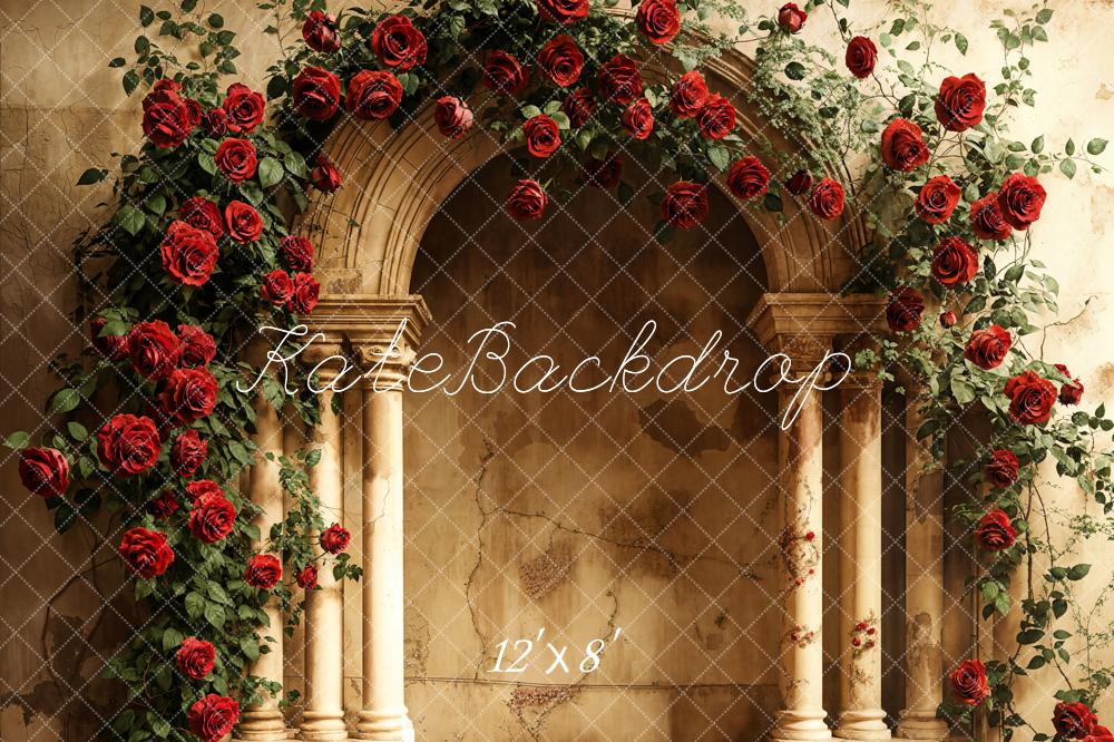 Kate Valentine Rose Arch Retro Wall Fleece Backdrop Designed by Emetselch - Image 4