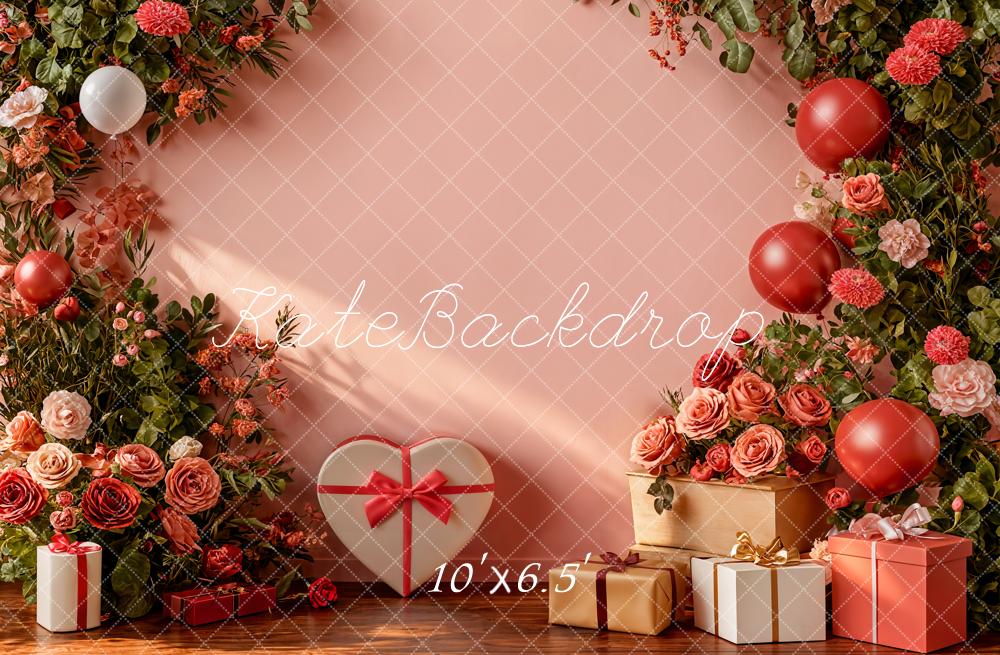 Kate Valentine Roses Balloons Presents Pink Backdrop Designed by Emetselch - Image 4