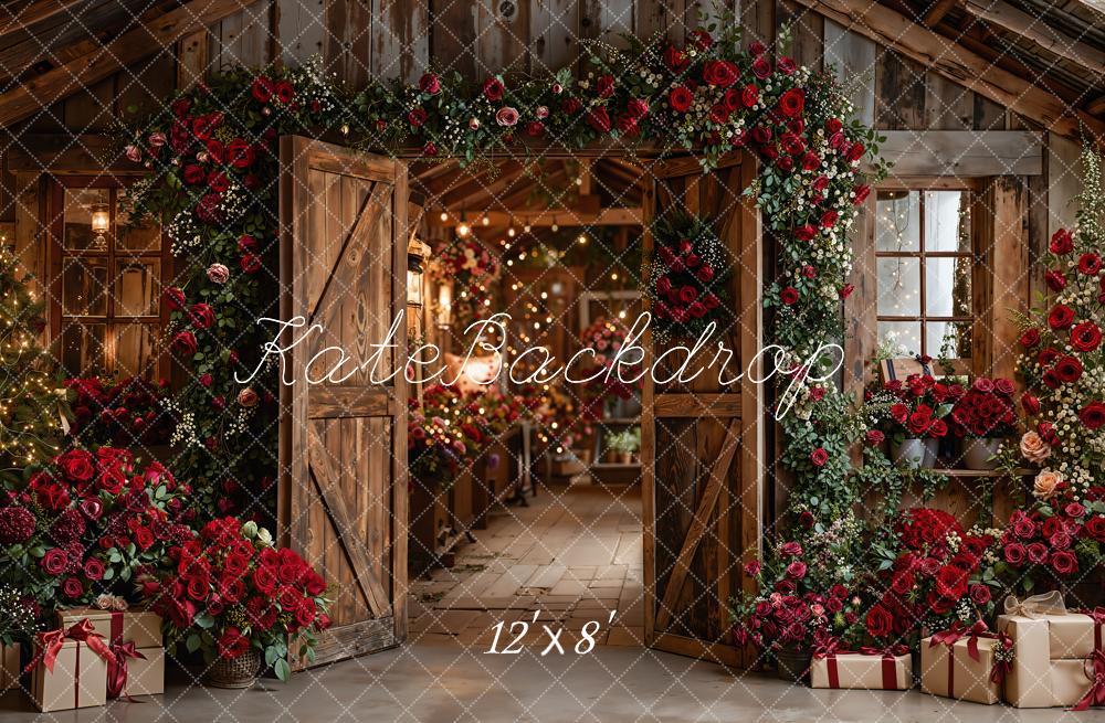 Kate Valentine Rose Wooden Barn Gifts Fleece Backdrop Designed by Emetselch - Image 4