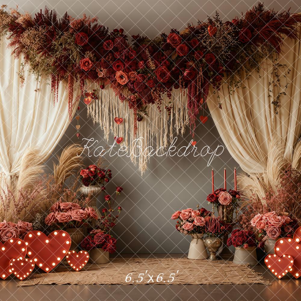 Kate Valentine Roses Garland Candles Backdrop Designed by Emetselch - Image 2