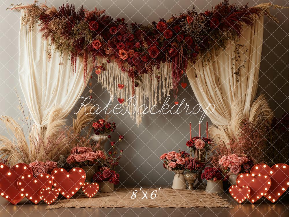 Kate Valentine Roses Garland Candles Backdrop Designed by Emetselch - Image 3