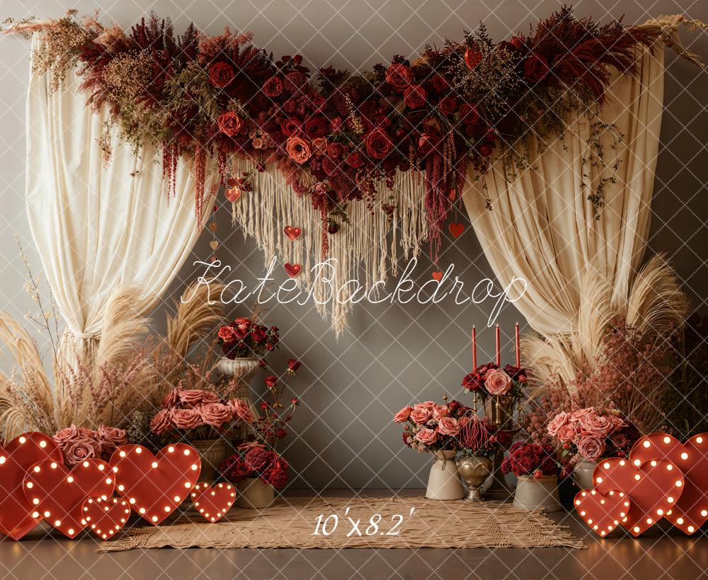 Kate Valentine Roses Garland Candles Backdrop Designed by Emetselch - Image 6