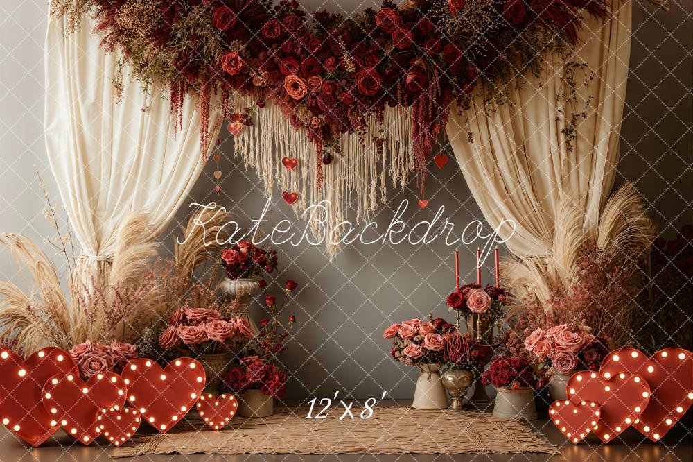 Kate Valentine Roses Garland Candles Backdrop Designed by Emetselch - Image 8
