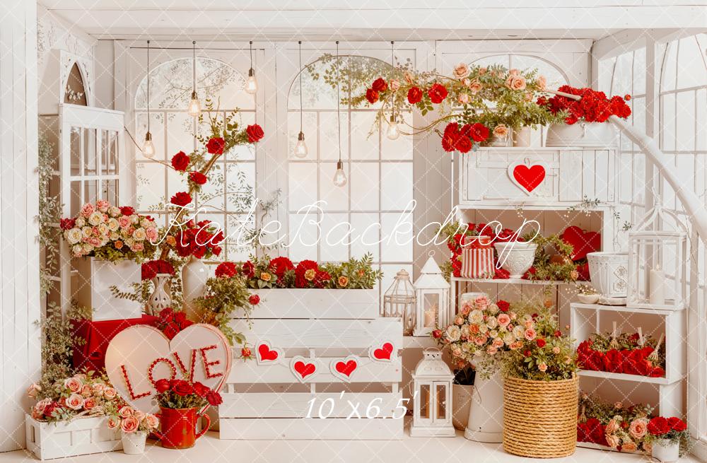 Kate Valentine Roses White Room Fleece Backdrop Designed by Emetselch - Image 2