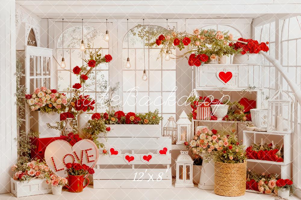 Kate Valentine Roses White Room Fleece Backdrop Designed by Emetselch - Image 4
