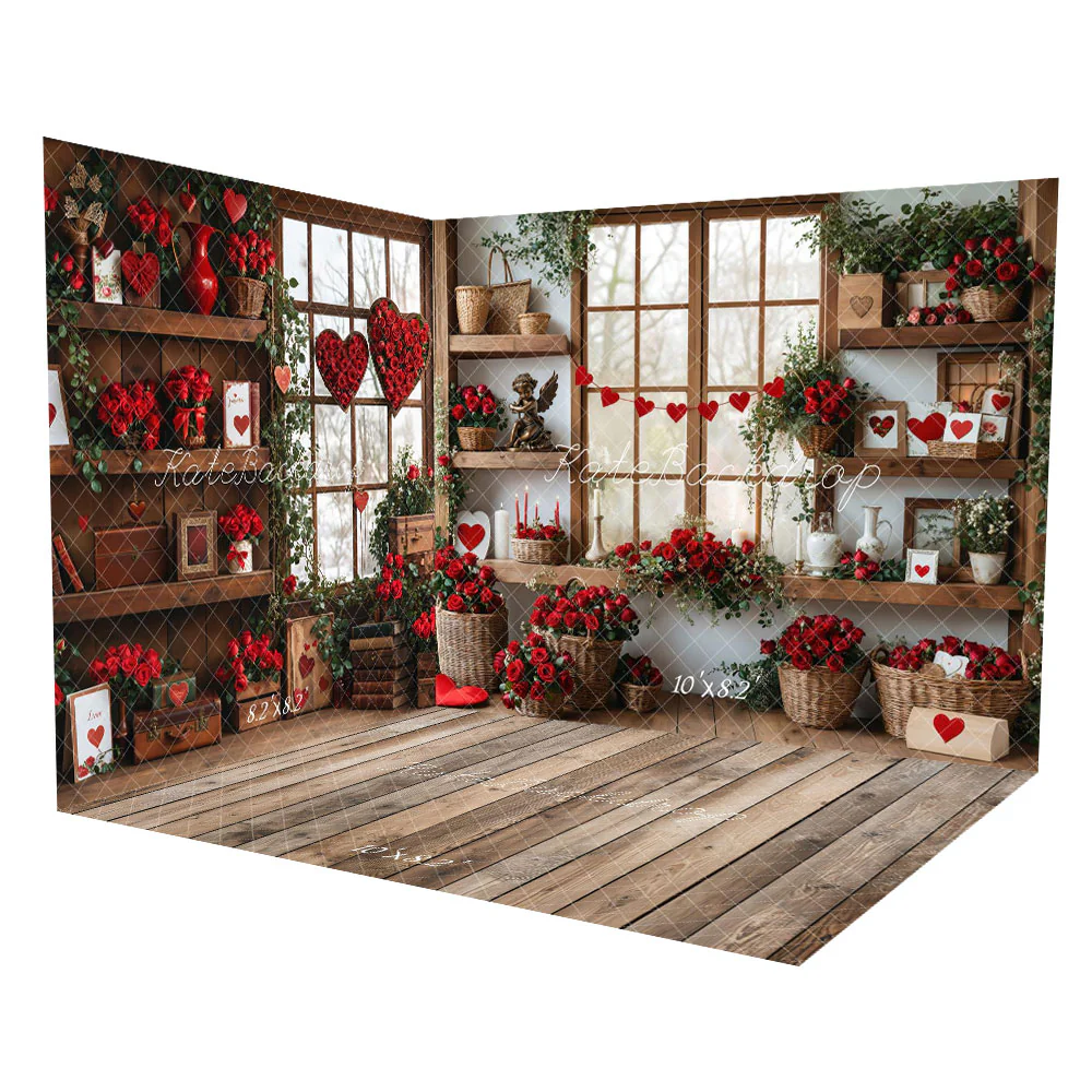 Kate Valentine Roses Wood Shelf Window Room Set - Image 2