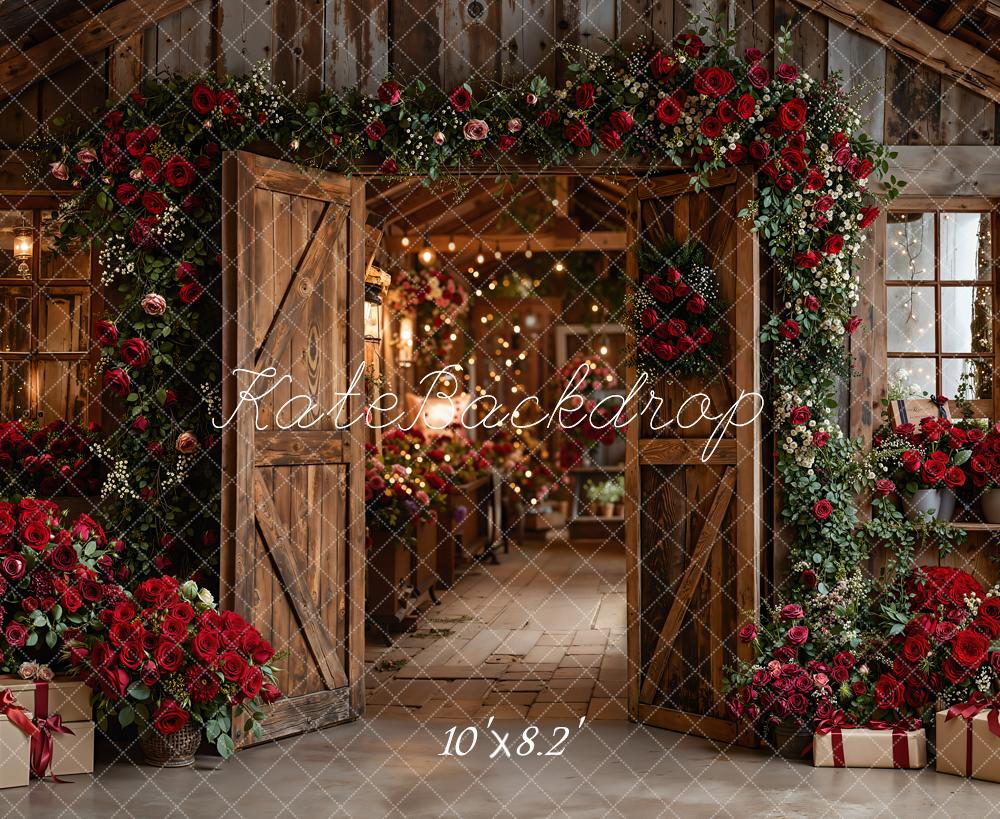 Kate Valentine Roses Wooden Cabin Roses Backdrop Designed by Emetselch - Image 6