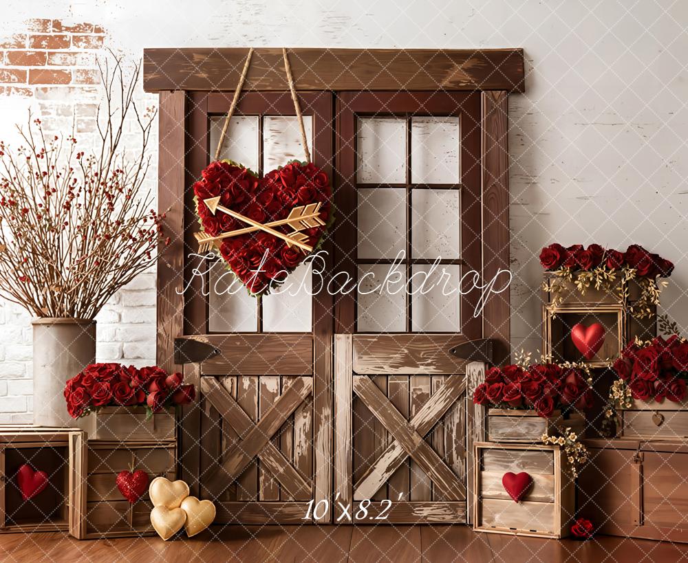 Kate Valentine Rustic Door Roses Fleece Backdrop Designed by Emetselch - Image 3