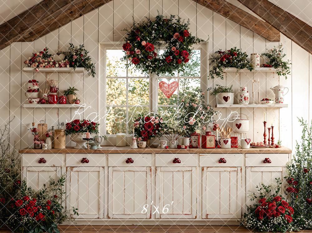 Kate Valentine Rustic Kitchen Floral Decor Backdrop Designed by Emetselch - Image 3