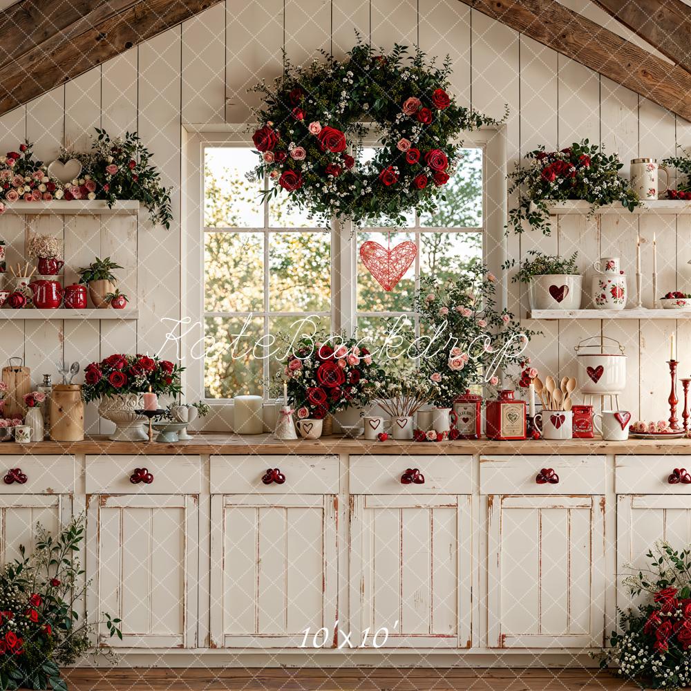 Kate Valentine Rustic Kitchen Floral Decor Backdrop Designed by Emetselch - Image 7