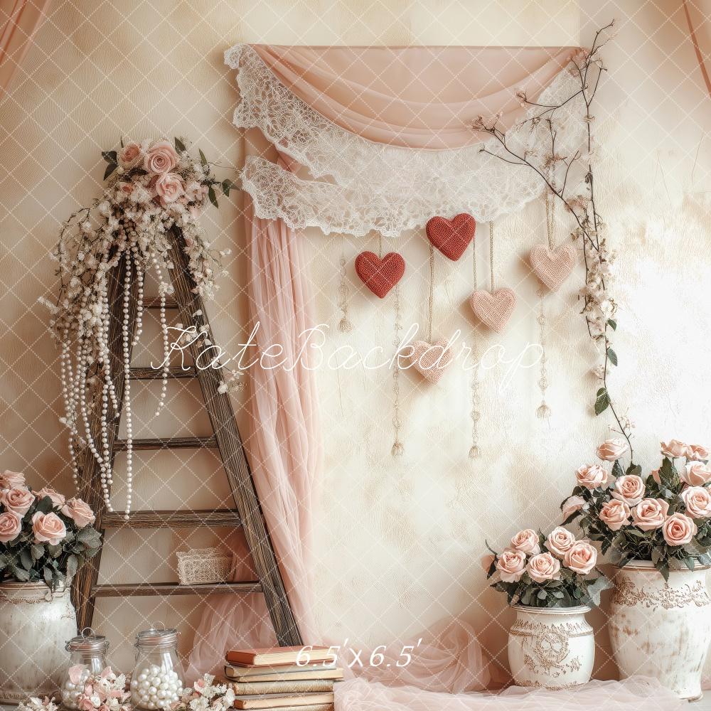 Kate Valentine Rustic Pink Floral Ladder Backdrop Designed by Patty Robert - Image 2