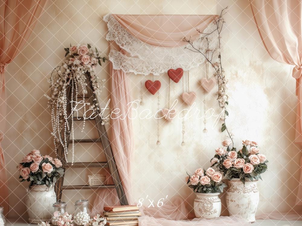 Kate Valentine Rustic Pink Floral Ladder Backdrop Designed by Patty Robert - Image 3