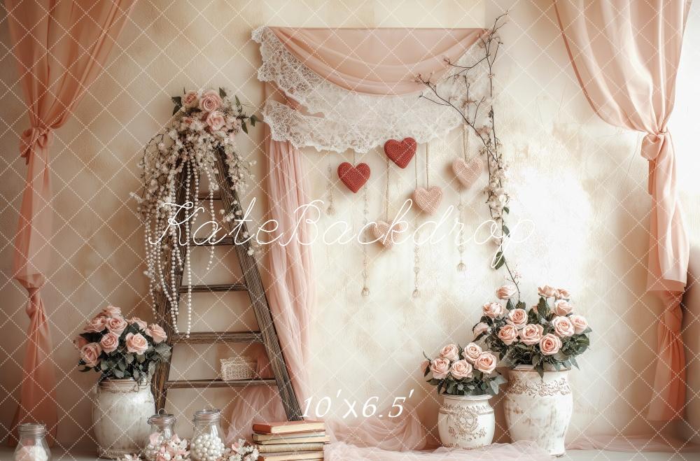 Kate Valentine Rustic Pink Floral Ladder Backdrop Designed by Patty Robert - Image 4