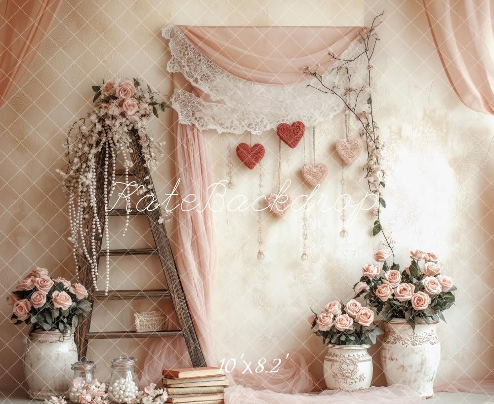 Kate Valentine Rustic Pink Floral Ladder Backdrop Designed by Patty Robert - Image 5