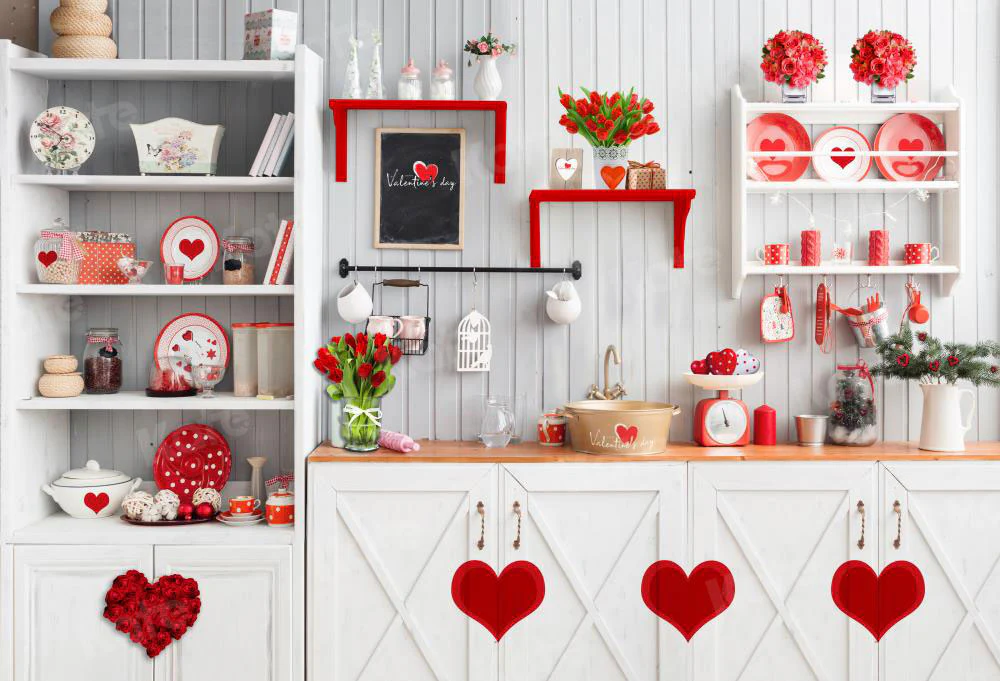 Kate Valentine‘s Day Love Bake Kitchen Backdrop for Photography - Image 2