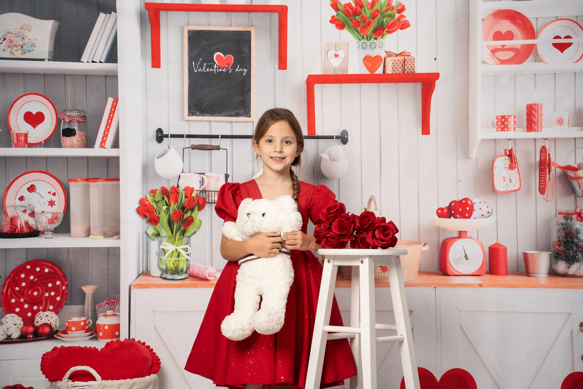Kate Valentine‘s Day Love Bake Kitchen Backdrop for Photography - Image 3