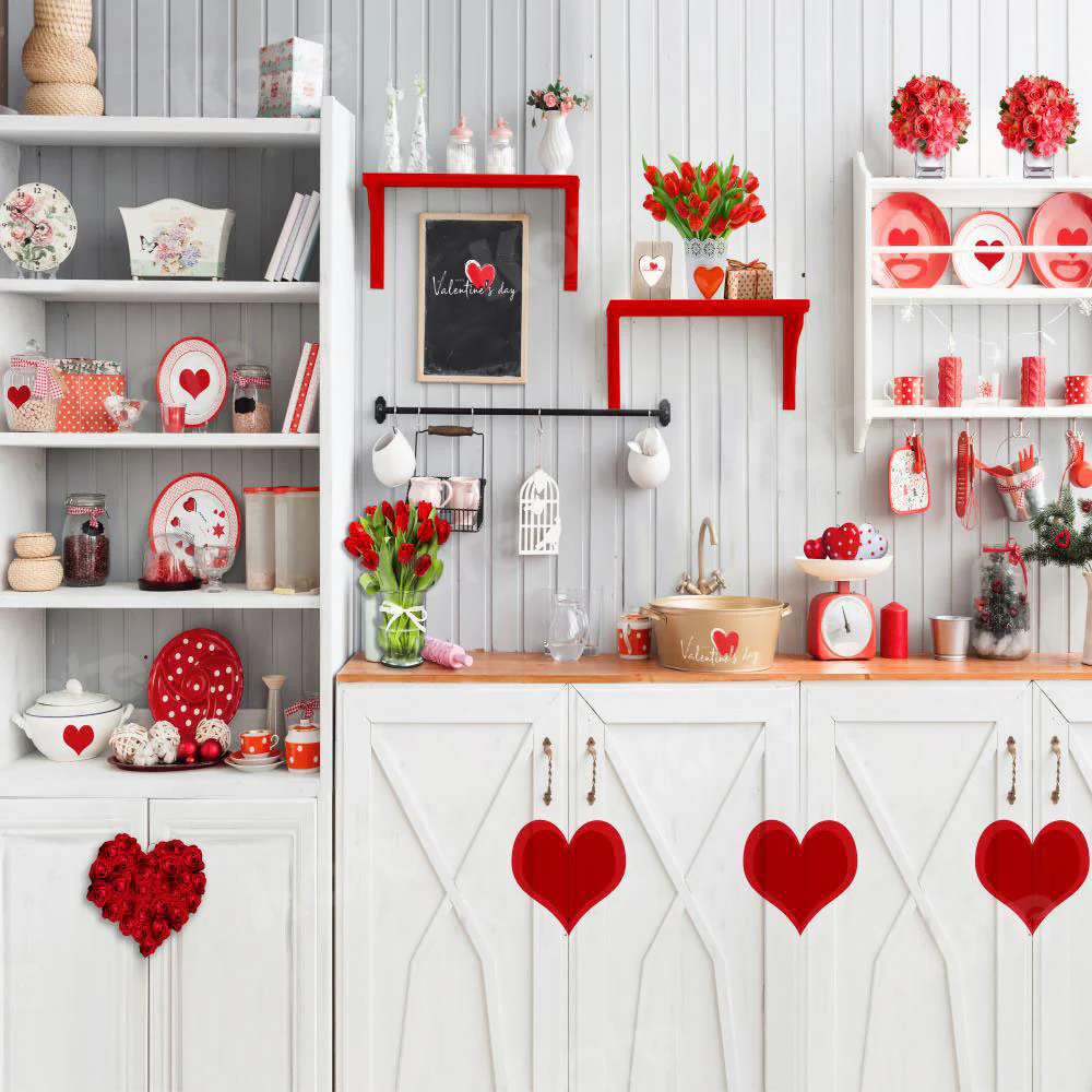 Kate Valentine‘s Day Love Bake Kitchen Backdrop for Photography - Image 6