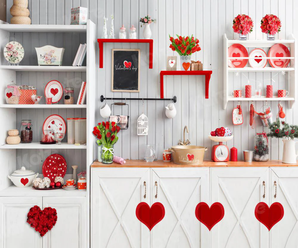 Kate Valentine‘s Day Love Bake Kitchen Backdrop for Photography - Image 7