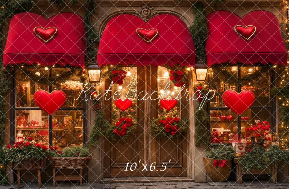 Kate Valentine Shop Red Awning Hearts Fleece Backdrop Designed by Emetselch - Image 2
