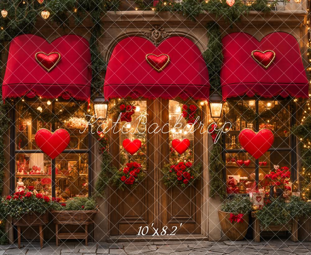 Kate Valentine Shop Red Awning Hearts Fleece Backdrop Designed by Emetselch - Image 3