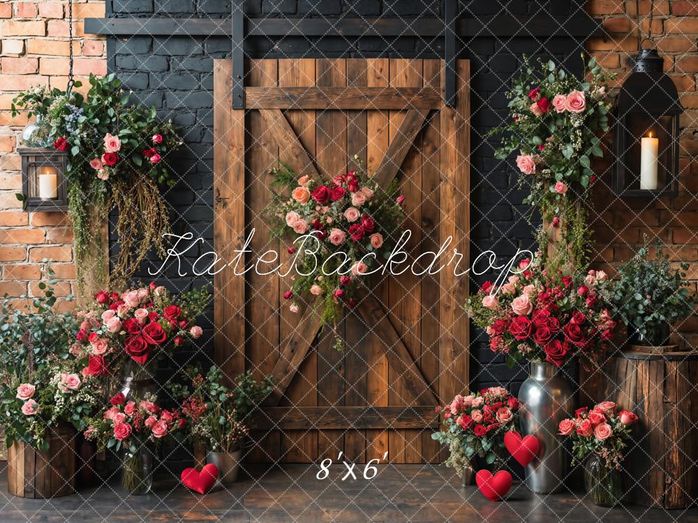 Kate Valentine/Spring Floral Rustic Wood Door Backdrop Designed by Emetselch - Image 3