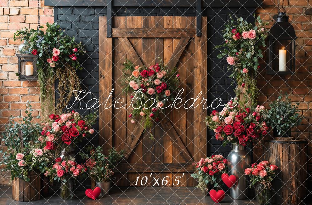 Kate Valentine/Spring Floral Rustic Wood Door Backdrop Designed by Emetselch - Image 4