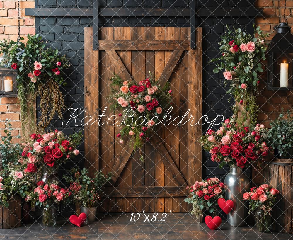 Kate Valentine/Spring Floral Rustic Wood Door Backdrop Designed by Emetselch - Image 5