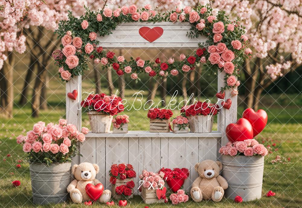 Kate Valentine/Spring Rose Hearts Teddy Bears Backdrop Designed by Emstselch