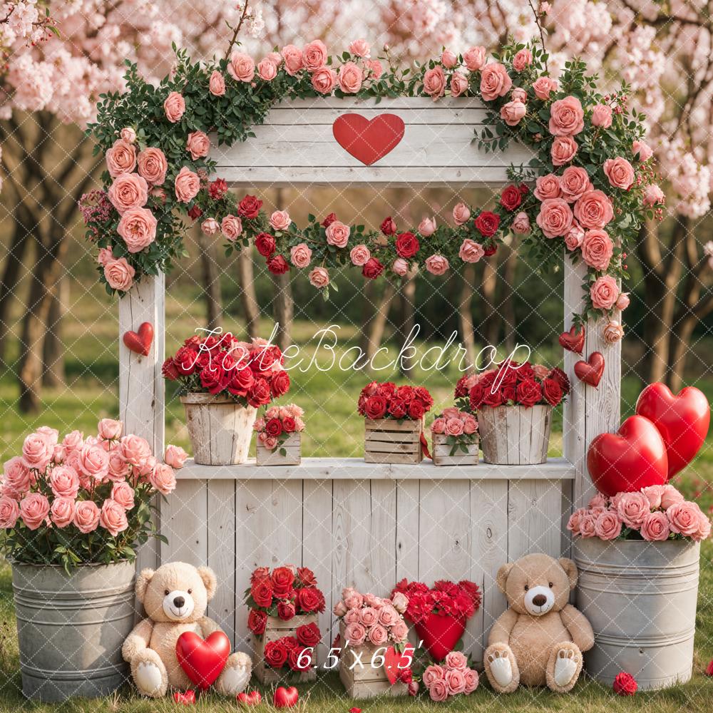 Kate Valentine/Spring Rose Hearts Teddy Bears Backdrop Designed by Emstselch - Image 2