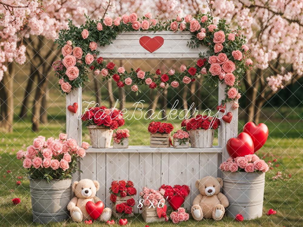 Kate Valentine/Spring Rose Hearts Teddy Bears Backdrop Designed by Emstselch - Image 3