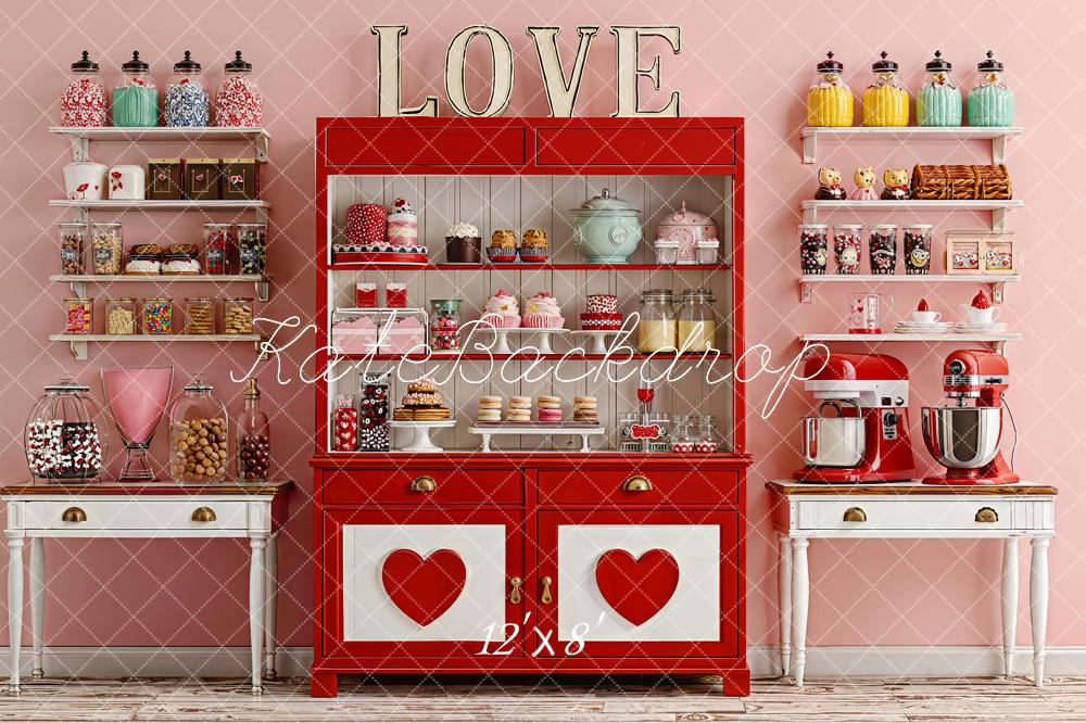 Kate Valentine Sweet Shop Red Cabinet Heart Fleece Backdrop Designed by Emetselch - Image 4