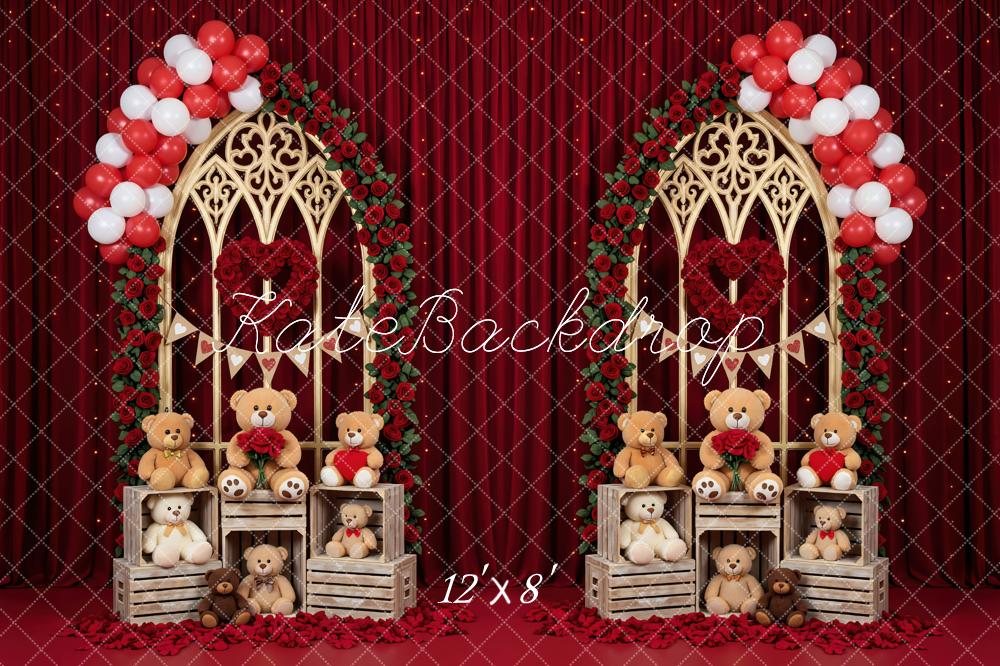 Kate Valentine Teddy Bears Balloons Roses Backdrop Designed by Mini MakeBelieve - Image 8